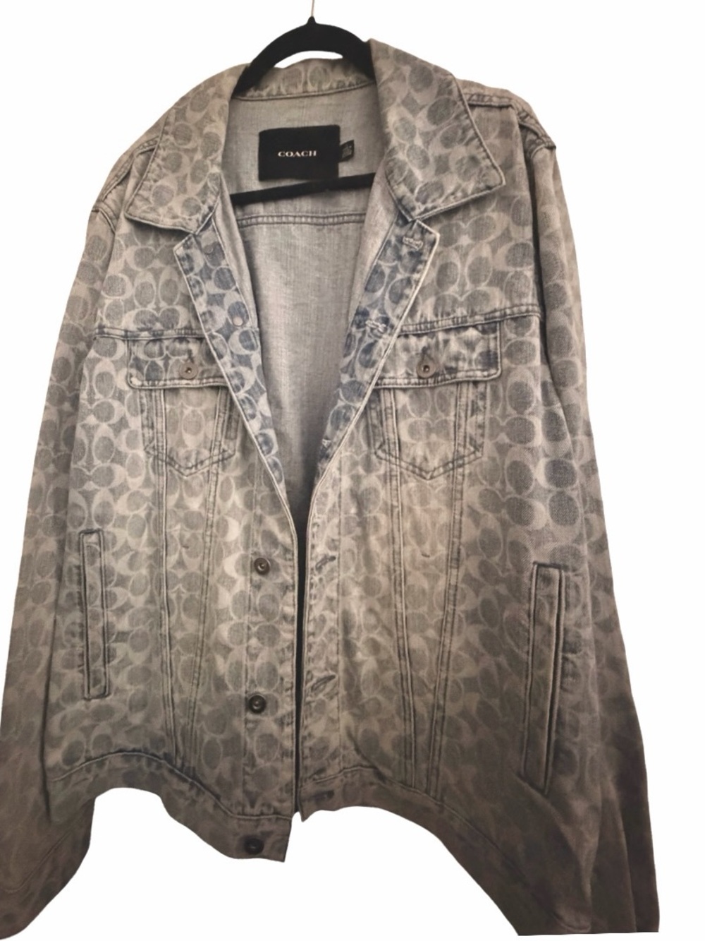 Coach Men's Signature Print Denim Jacket in Light Gray